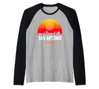 San Antonio Texas State USA Vintage Retro Sunset City Camiseta Manga Raglan