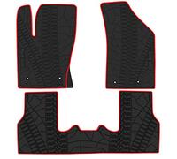 San Auto Car Floor Mat Custom Fit for Jeep Compass 2017 2018 2019 2020 2021 2022 2023 2024 2025 Black Red Rubber Auto Floor Liners Mat Set All Weather Protection Heavy Duty Odorless