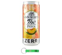 San Benedetto Thè Pesca Zero, refrescante bebida sin alcohol, té helado con melocotón sin azúcar, lata desechable de 330 ml + llavero Beni Culinari gratuito