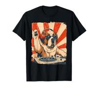 San Bernardo DJ House Music Retro Perro Amante Camiseta