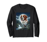 San Bernardo Howling Moon Meme Amante De Perros Divertidos Manga Larga