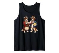 San Bernardo Pareja Perro Café Amor Queso Bandera Suiza Camiseta sin Mangas