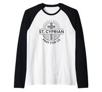 San Cipriano Reza por Nosotros Católica Patrona Devoción Camiseta Manga Raglan