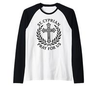 San Cipriano ruega por Nosotros Fe Cristiana católica Camiseta Manga Raglan