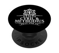 San Cirilo y Metodio Apóstoles a los eslavos Cruz bizantina PopSockets PopGrip Adhesivo