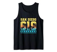 San Diego 619 Palmeras Tropicales California Retro Surfing Camiseta sin Mangas