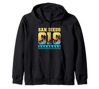 San Diego 619 Palmeras Tropicales California Retro Surfing Sudadera con Capucha