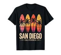 San Diego California Retro Surfboard Beach Vibes Camiseta