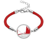 San Francisco Amecountry City Outline Lucky Red String Pulsera de cuerda hecha a mano