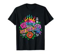 San Francisco - Arte Urbano de Tinta Retro con monumentos de Rosas Camiseta