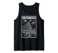 San Francisco Bridge OVNI Invasión Vintage Alien Travel Camiseta sin Mangas