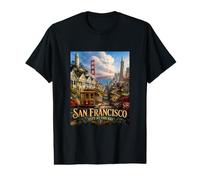 San Francisco California Scenic Cable Car Artwork Camiseta gráfica económica