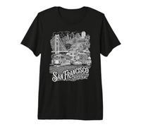 San Francisco California SF Bay Area Skyline y Golden Gate Camiseta Premium