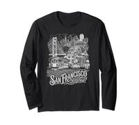 San Francisco California SF Bay Area Skyline y Golden Gate Manga Larga