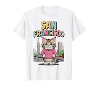 San Francisco Cat Golden Gate Bridge Transamerica Pyramid Camiseta