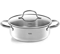 Fissler San Francisco Cacerola de 2,1 L y 20 cm diámetro, acero inoxidable, con tapa de cristal, con reborde, de bajo consumo, también para inducción