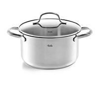 Fissler San Francisco Olla de 1,9 L y 16 cm de diámetro, acero inoxidable, con tapa de cristal, con reborde, escala de medición, inducción