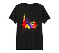 San Francisco Skyline California Arte Colores Vivos EE.UU. Camiseta Premium