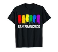San Francisco Skyline Rainbow LGBTQ Gay Pride Month Regalo Camiseta gráfica económica