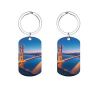 San Francisco The Bridge - Llavero de metal impreso con llavero, etiquetas personalizadas con anillo, regalos únicos