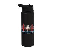 San Franciscos Cat Golden Gates Bridge Cat Reading Books Stainless Steel Insulated Water Bottle