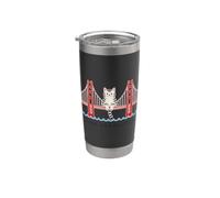 San Franciscos Cat Golden Gates Bridge Cat Reading Books Vaso térmico de acero inoxidable de doble pared