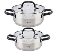 San Ignacio 2X CACEROLAS 20-24CM CON TAPA DE ACERO INOXIDABLE APTAS PARA INDUCCIÓN, PK4641