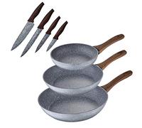 San Ignacio 3 Sartenes 18/26/28 + Set Cuchillos, Daimiel, Aluminio Forjado, Inducción, Gris