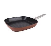 San Ignacio Agros - Sartén Asador de 24cm - Fabricada en Aluminio Forjado - Interior Quantanium - Recubrimiento Negro - Exterior En Color Terracota - Inducción - Mango Largo de Chapa Lisboa