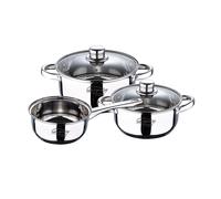 Trem de Cozinha 5 Peças Inox Inducción - Cassel (Caçarola Ø16cm + Tachos c/ Tampa Ø18/20cm) - San Ignacio - SG8171