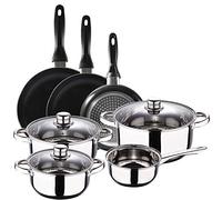 San Ignacio Batería 7 piezas Cassel y Set 3 sartenes Ø16/Ø20/Ø24 cms negro, aluminio prensado, antiadherente, inducción