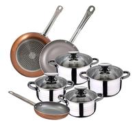 San Ignacio batería 8 Piezas + Set 3 sartenes 18/20/26 cms, Acero Inoxidable, Negro