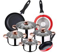 San Ignacio Bateria 8pc acero inoxidable apta para inducción + 3 sartenes 16/20/24 cm, Color Rosa, PK3379