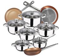 12 Pzs Cassel San Ignacio, Sartenes Bergner Chef Copper Plus, Acero Inoxidable Y Aluminio.