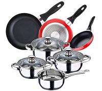 Batería de cocina 7 piezas san ignacio en acero inoxidable + juego de 3 sartenes 16x20x24 cm san ignacio