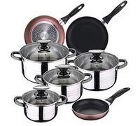 Bateria de cocina 8 piezas SAN IGNACIO Dina, acero inoxidable, con juego sartenes (16/20/24 cm) SAN IGNACIO Paradise de aluminio prensado