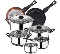 San Ignacio Bateria de cocina 8 piezas Toledo, acero inoxidable, con juego sartenes (20/24 cm) BERGNER Neon Classic en aluminio forjado