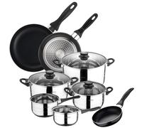 San Ignacio Batería de Cocina Premium 8 Piezas con Tapas de Vidrio y Set de 3 Sartenes Antiadherentes