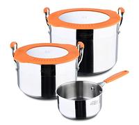 San Ignacio Compact - Juego Completo de Ollas De Acero Inoxidable - Batería de Cocina de 5 Piezas - 2 Ollas De 20 Y 24cm con Tapa - 1 Cacerola - Para Todo Tipo de Fuegos