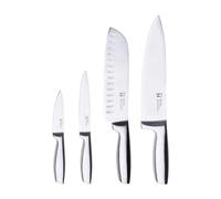 San Ignacio Compact - Juego De Cuchillos 4 piezas de Acero Inoxidable - 1 Cuchillo Chef 20cm + 1 Cuchillo Santoku 17cm + 1 Cuchillo Multiusos 12cm - 1 Cuchillo De Pelar - Acabado Satinado En Hoja