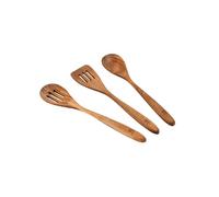 San Ignacio Compact - Juego De Utensilios De Cocina De 3 Piezas - Fabricados en Madera De Acacia - 1 Cuchara Ranurada 33cm + 1 Cuchara Sólida 32cm + 1 Cuchara Ranuradacm - Buena Calidad