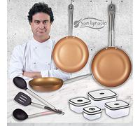 San Ignacio Copper plus Set 3 sartenes + 4 fiambreras + 3 utensilios