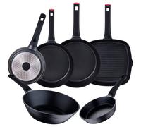 San Ignacio Energy Pro Juego 4 Sartenes 20-24-28-30 + Wok 28cm + Sartén Asador 28cm Aluminio Fundido Aptas para Inducción