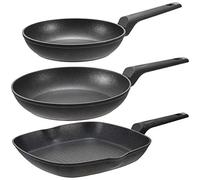 San Ignacio Graphite Set 3 24/28 + Grill 28x28-3 sartenes inducción colección, Aluminio Forjado, Negro