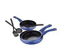 San Ignacio Índigo - Juego de 3 Sartenes de 20, 24 y 28 cm y Utensilios de cocina, Antiadherentes, de Aluminio Prensado con Mango Ergonómico, Sin PFOA