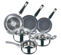 San Ignacio Juego de bateria de cocina 5pc "alexia" + set 3 sartenes (16/20/24cm) en aluminio prensado