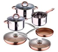Juego de batería de cocina "Onil" 5pc en acero inoxidable + set de 5 sartenes en aluminio prensado