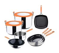 SAN IGNACIO Juego de ollas y sartenes de 10 piezas acero inoxidable y aluminio forjado