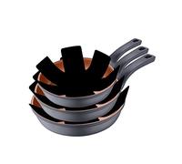 San Ignacio - Juego de Sartenes Antiadherentes - Set de 3 Piezas de 20, 24 y 28 cm y 3 Protectores - Fabricadas con Aluminio Fundido - Sin Tóxicos - Para Inducción y Todo Tipo de Cocinas - Bronce