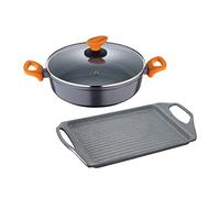 SAN IGNACIO Lava | Batería de Cocina | Juego de Cocina con Plancha Asador de 46x27cm y Cacerola de 28cm de Diámetro | Antiadherentes | Para Todo Tipo de Cocinas